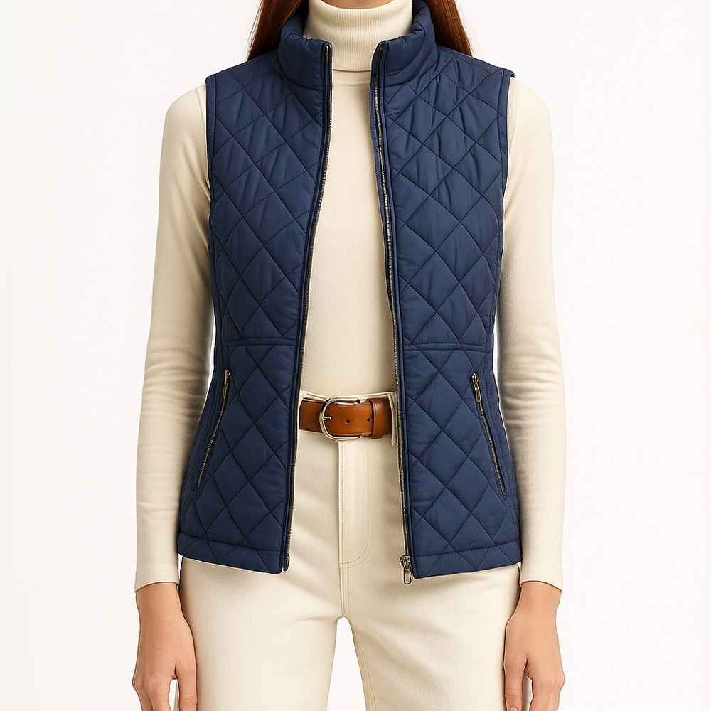 Abercrombie & Fitch Navy Quilted Puffer Vest | Classic A&F Vest - Picture 1 of 11